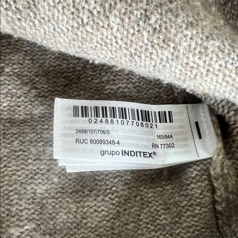 ZARA TAUPE KNIT LAYERED CAPE SWEATER PONCHO CARDIGAN COZY FALL NEUTRAL CHIC SM - Picture 6 of 8